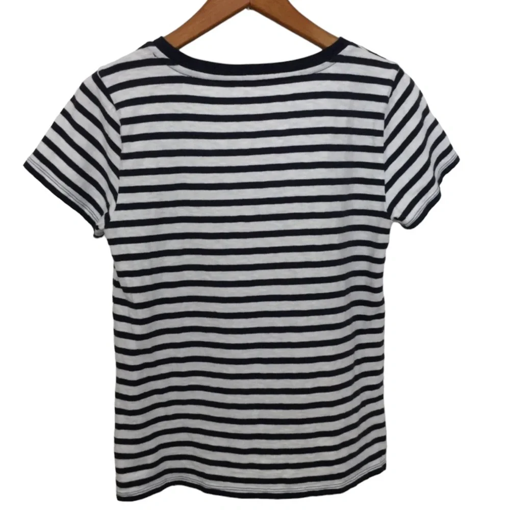 J. CREW Women’s sz Small T Shirt Striped Red Lips Short Sleeve Top Cute Blue Red